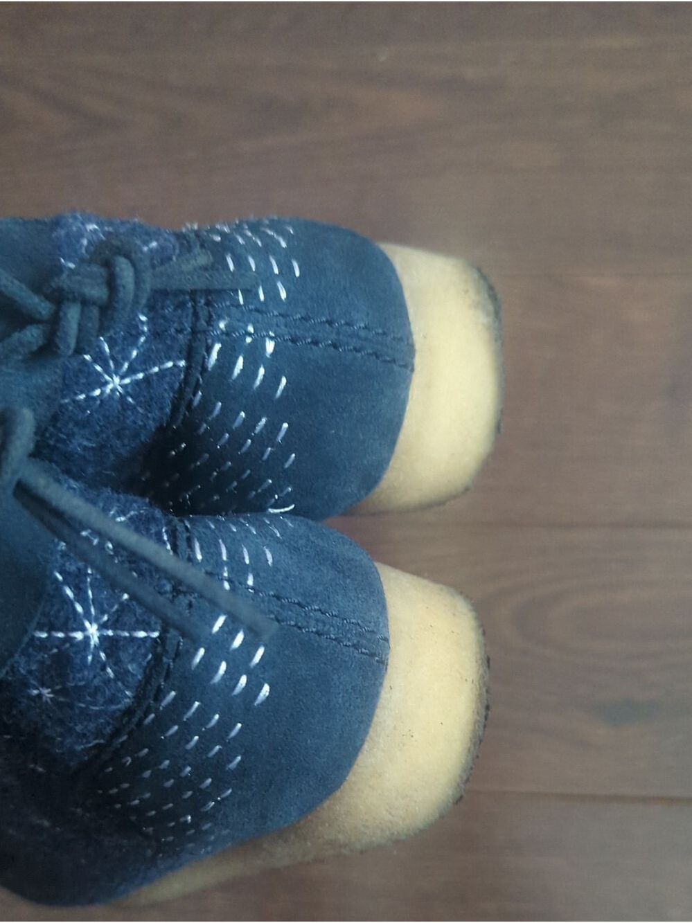Clarks Wallabee Navy Sashiko Boots - Picture 8 of 12
